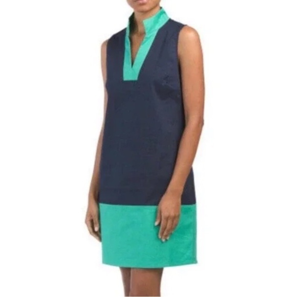 Sail to Sable Classic Sleeveless Shift Tunic Dress Navy Kelly Green Size Medium